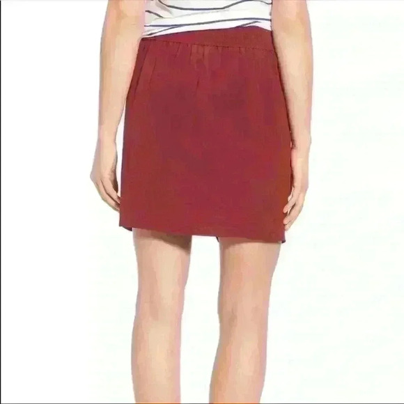 Madewell asymmetric pull-on front wrap skirt burgundy size S - Picture 3 of 8
